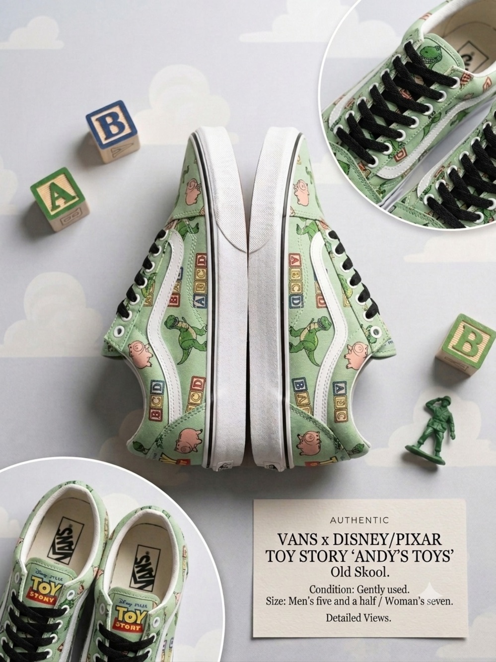 Vans Toy Story Andy's Toys Old Skool Sneakers - Green & White